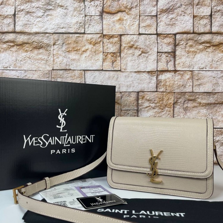 YSL SAİNT LAURENT SOLFERİNO MEDİUM İGUANA BASKİ BEJ